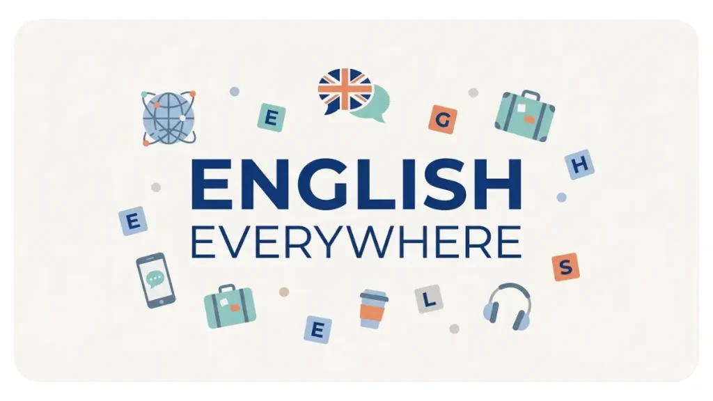 Seorang profesional muda sedang belajar kursus bahasa Inggris online menggunakan laptop di teras rumah kayu saat suasana mudik lebaran.