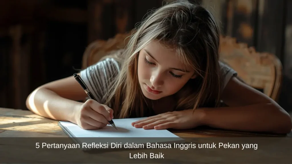 Pertanyaan refleksi diri dalam Bahasa Inggris untuk evaluasi mingguan dan pertumbuhan pribadi.